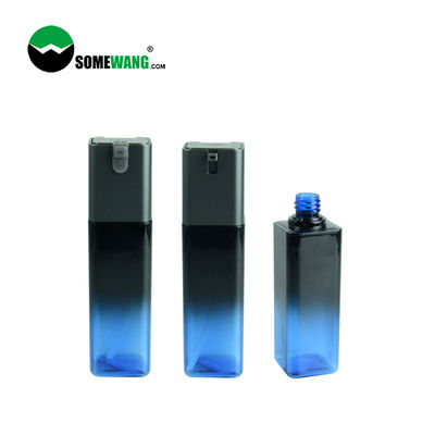 Botella de empaquetado azul de la bomba de la loción del envase de Skincare 100ml de la botella plástica de lujo del cuadrado PETG