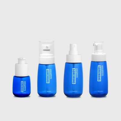 Botella cosmética azul de 30ml 60ml 80ml PETG