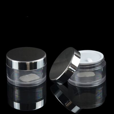 Los cosméticos modificados para requisitos particulares de 30ml 50ml PETG baten el tarro vacío con la tapa electrochapada