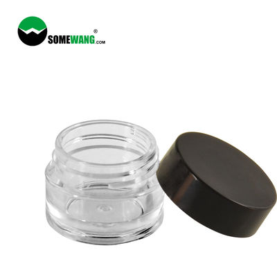 tarro cosmético plástico del ANIMAL DOMÉSTICO redondo claro grueso de la pared 8ml que empaqueta la tapa negra para la crema del ojo