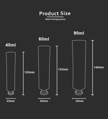 tubo plástico de 40ml 60ml 90ml ABL con el tapón de tuerca para la crema de la protección solar de la crema dental